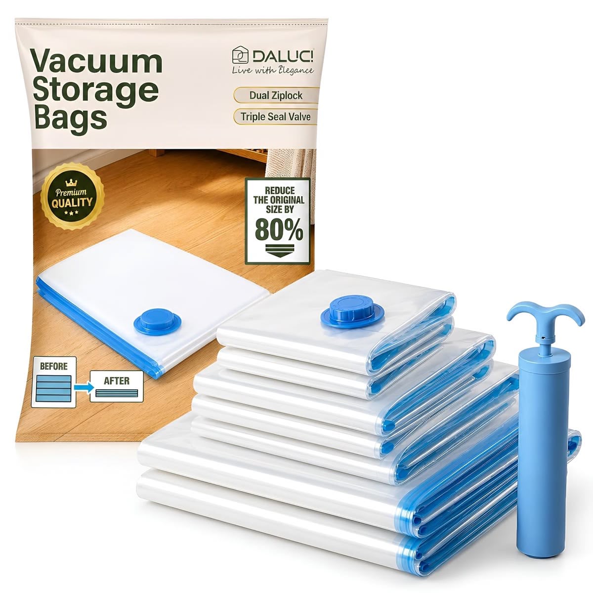 Reusable Ziplock Vacuum Storage Bag